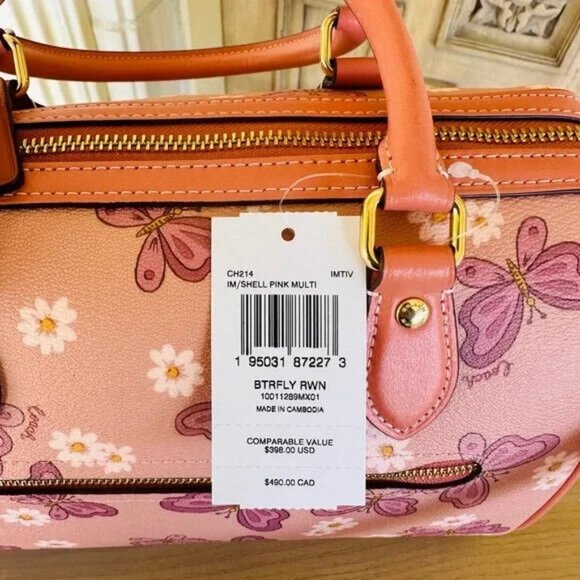 Coach Rowan Butterfly Leather Satchel/ Natalia Wallet Pink NWT Womens Authentic - Picture 7 of 15
